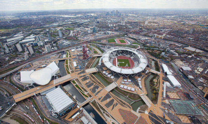 Londoner Olympiastadion, Luftaufnahme Stadt